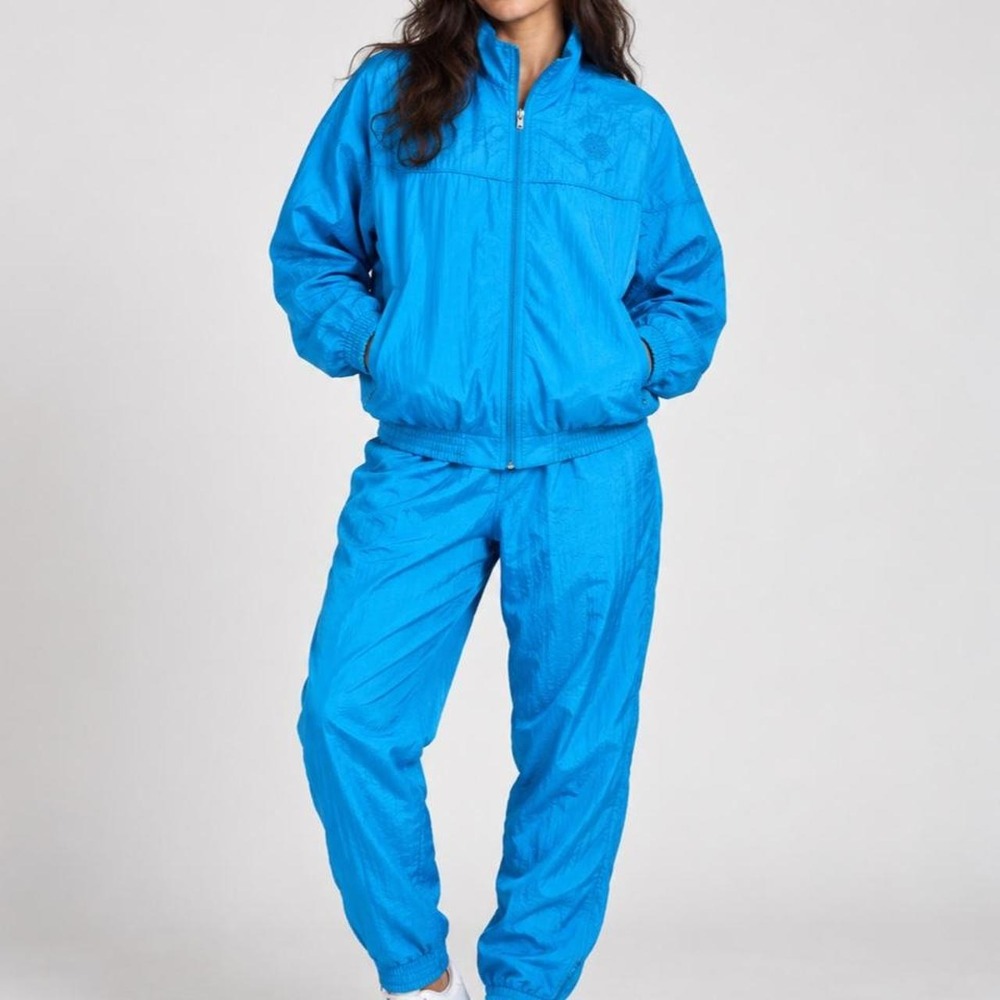 Vintage Tracksuit Sporty Spice Turquoise Nylon 90s Nostalgia Windbreaker Set S/M